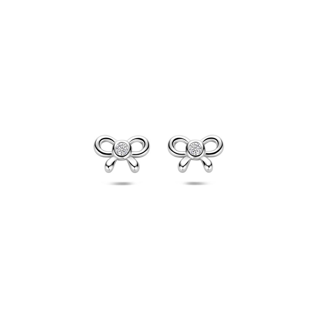 oorknoppen strik zirkonia 4,5 mm zilver gerhodineerd