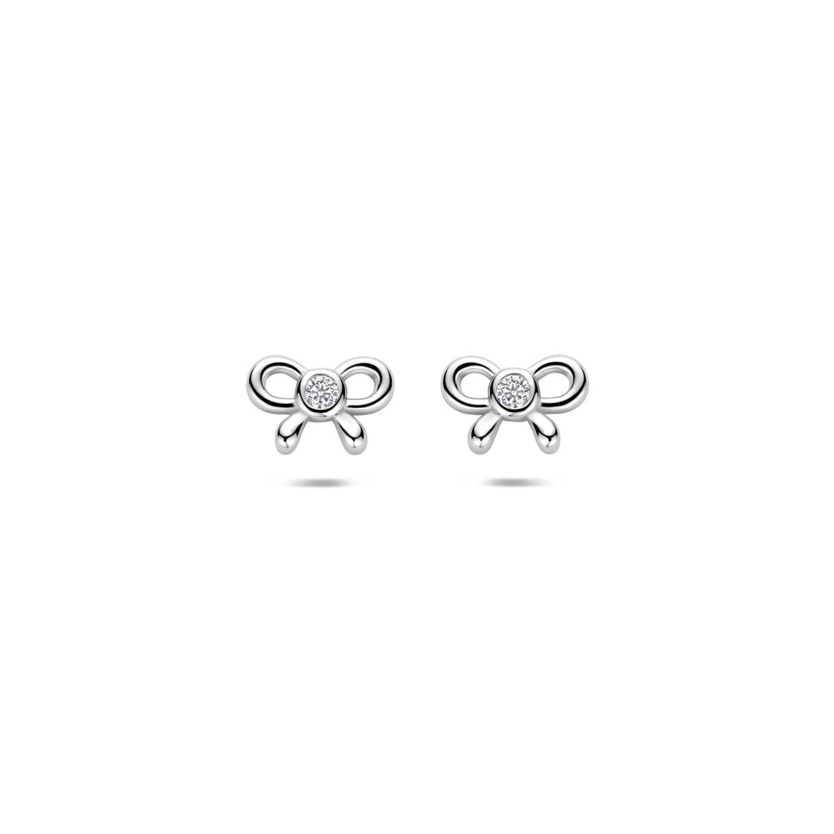 oorknoppen strik zirkonia 4,5 mm zilver gerhodineerd
