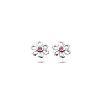 oorknoppen bloem zirkonia 8,5 mm zilver gerhodineerd