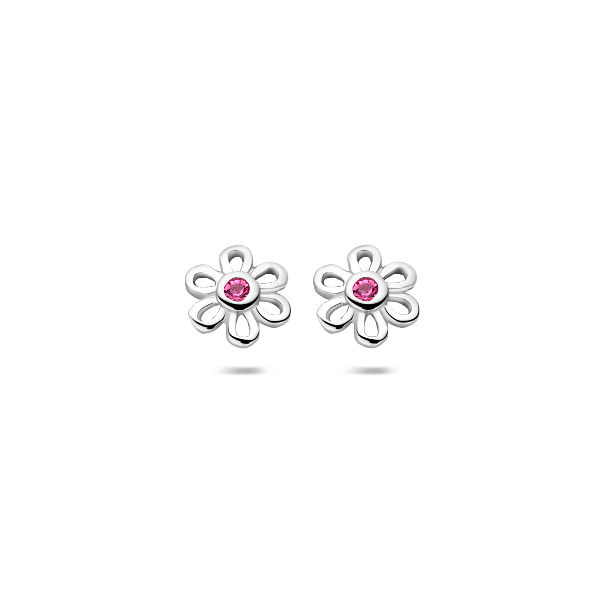 Ohrstecker Blume Zirkonia 8,5 mm Silber rhodiniert