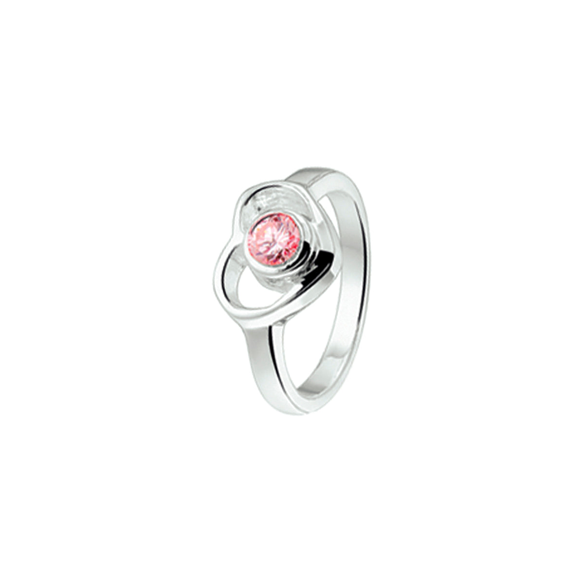 Ring Herz rosa Zirkonia silber weiß