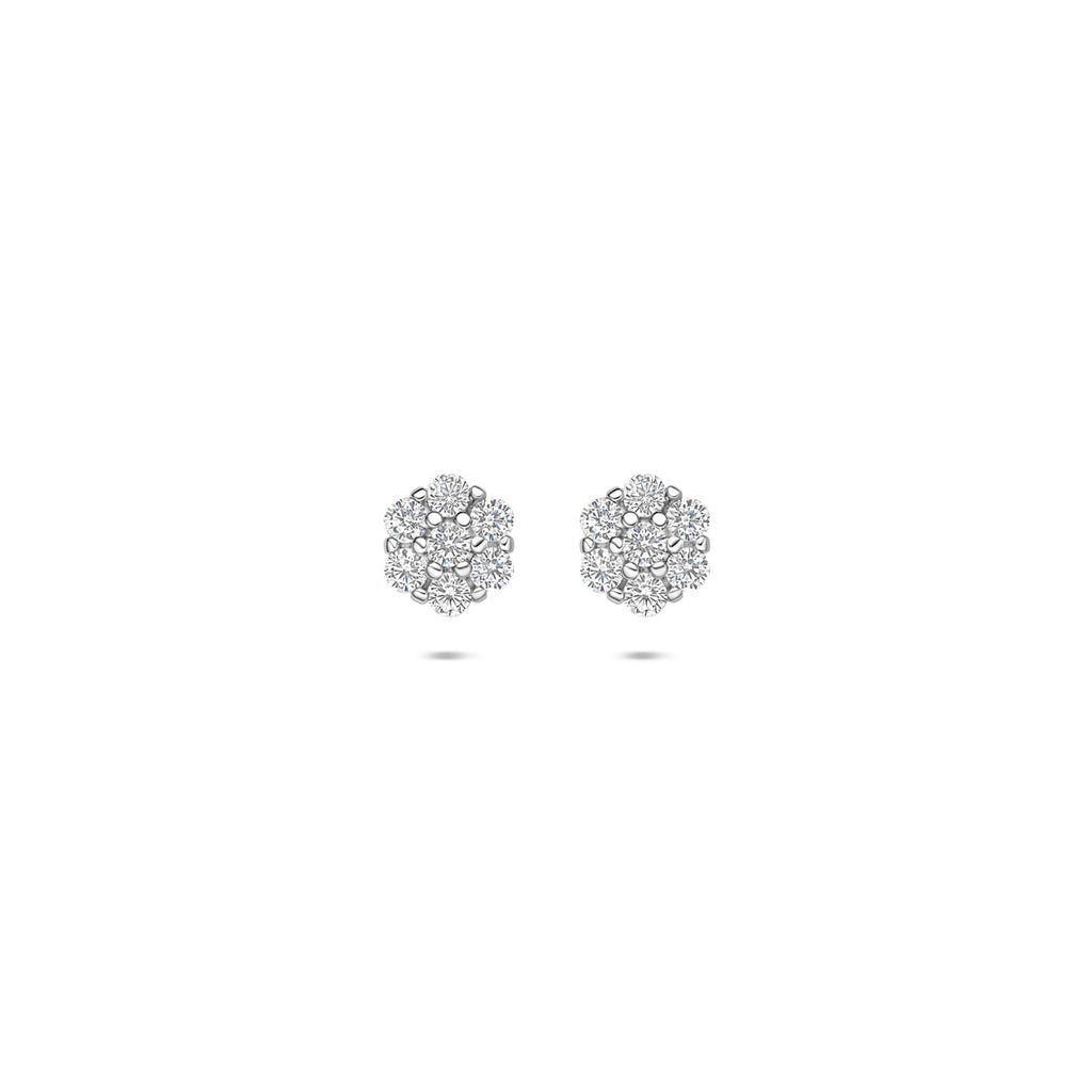 Ohrstecker Zirkonia 6 mm Silber rhodiniert