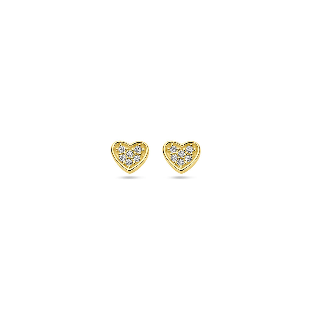 oorknoppen hart diamant h si 14K geelgoud