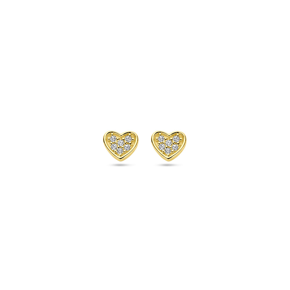 oorknoppen hart diamant h si 14K geelgoud