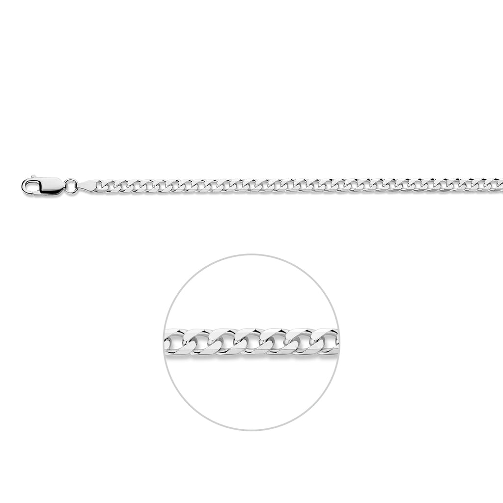 Panzerkette 8-fach facettiert 4,0 mm Silber weiß