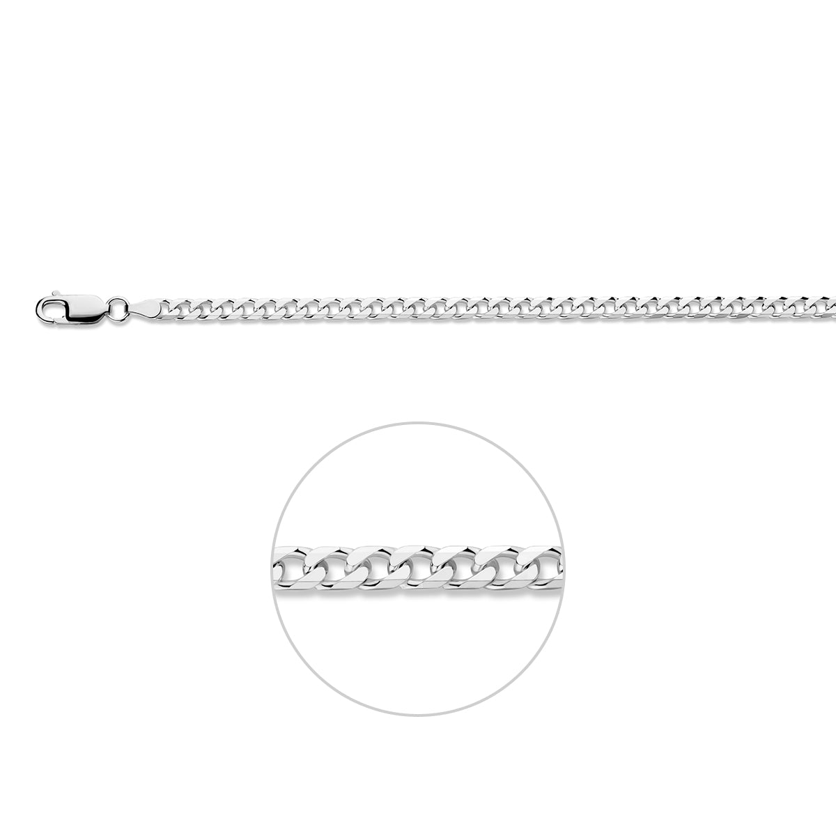 Panzerkette 8-fach facettiert 4,0 mm Silber weiß