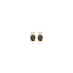 oorknoppen saffier en zirkonia 6 mm 14K geelgoud