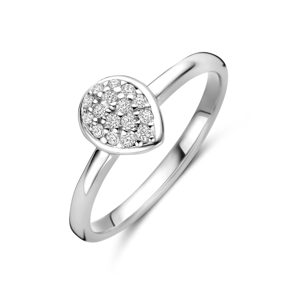 Ring Tropfen Zirkonia Silber rhodiniert