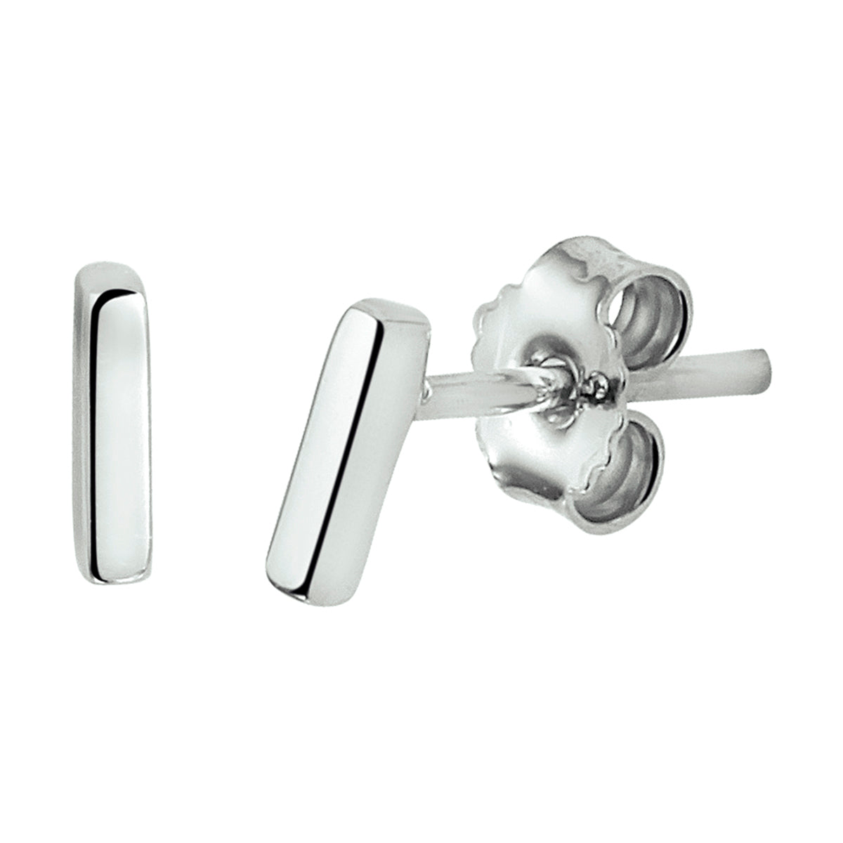Ohrstecker Stab Silber rhodiniert