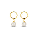 Ohrhänger Perle 17 mm 1 Mikron versilbert (gelb)