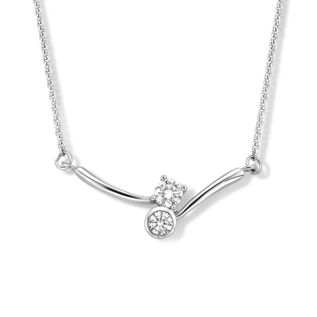 Halskette Spacer Zirkonia 42 - 45 cm Silber rhodiniert