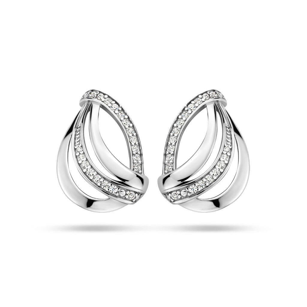 oorknoppen zirkonia zilver gerhodineerd