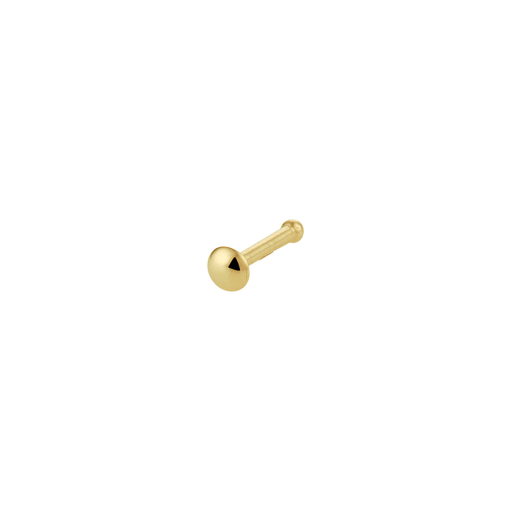 Kugelnasenstecker, Halbkugel aus 14-karätigem Gelbgold
