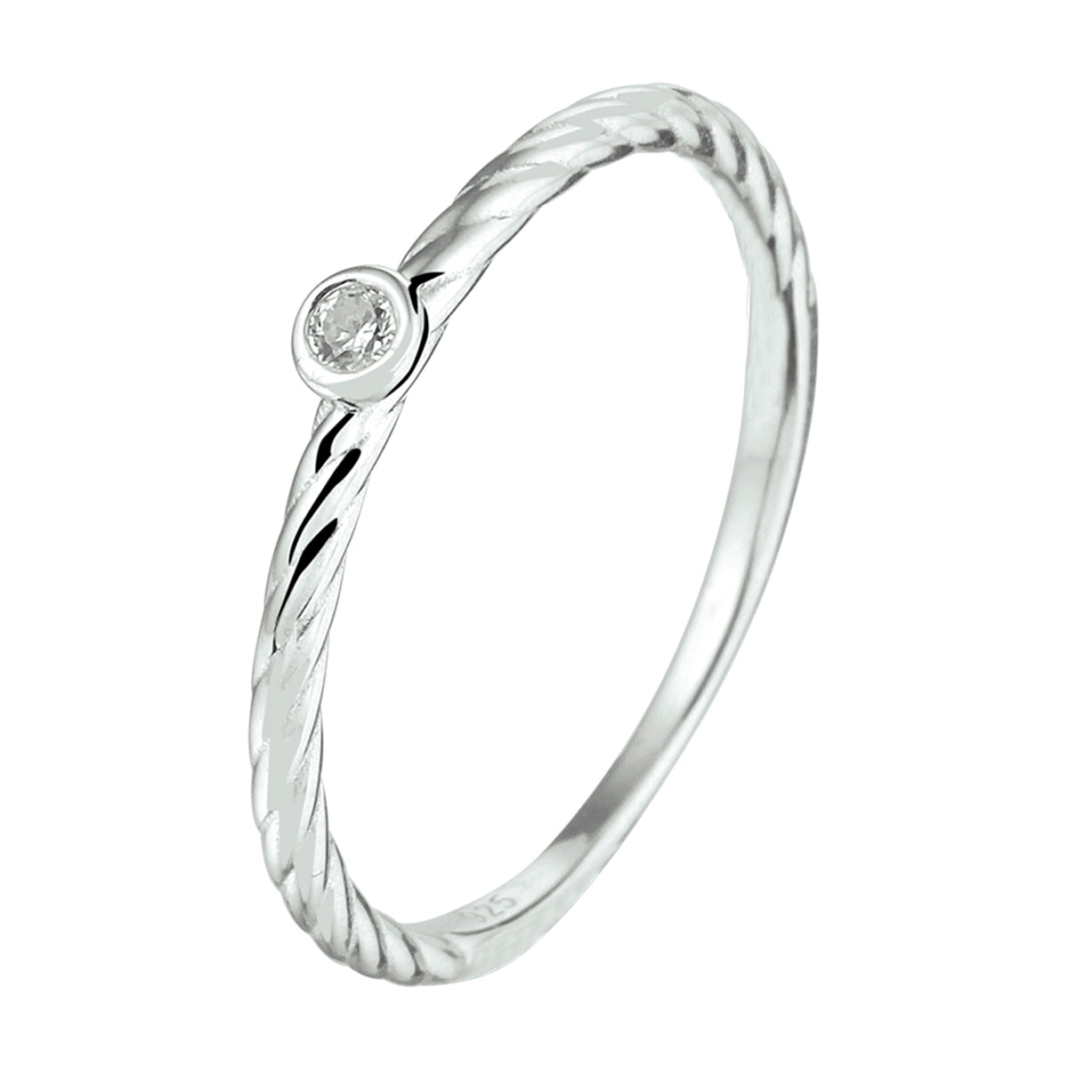 Zusatzring Zirkonia Silber rhodiniert