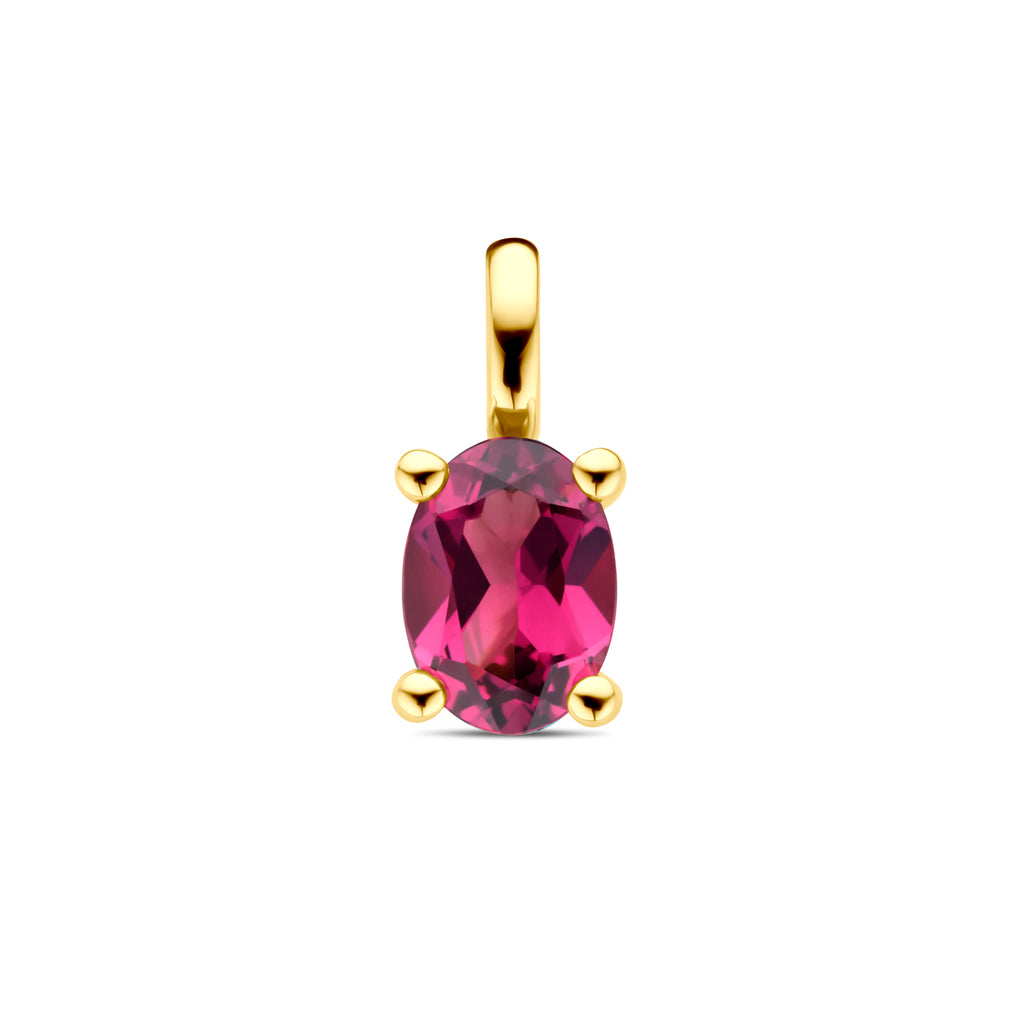 Anhänger pinker Rhodolith 12 mm 14K Gelbgold