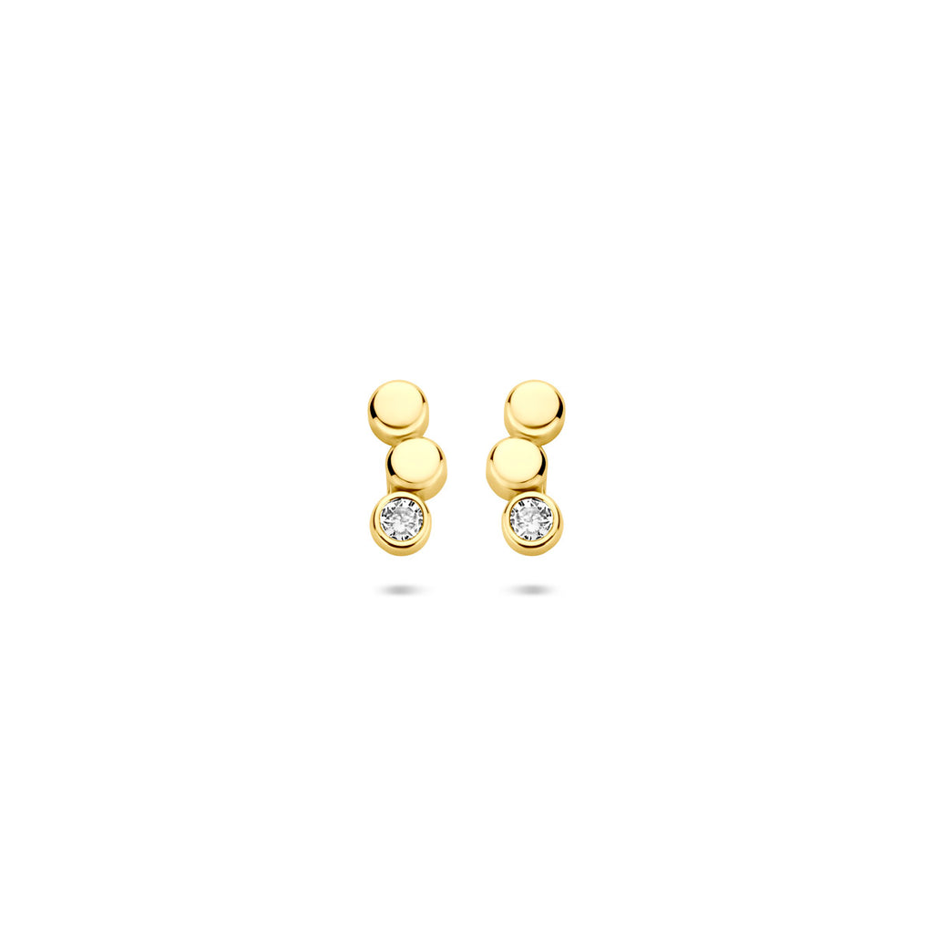 oorknoppen zirkonia 8,5 mm 14K geelgoud