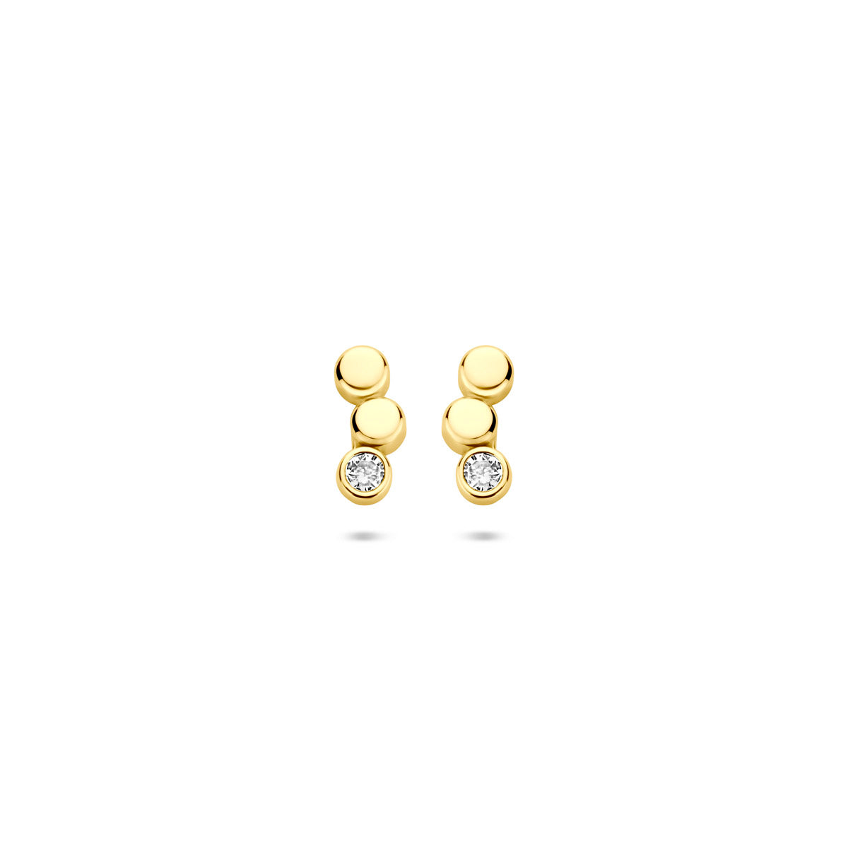 oorknoppen zirkonia 8,5 mm 14K geelgoud