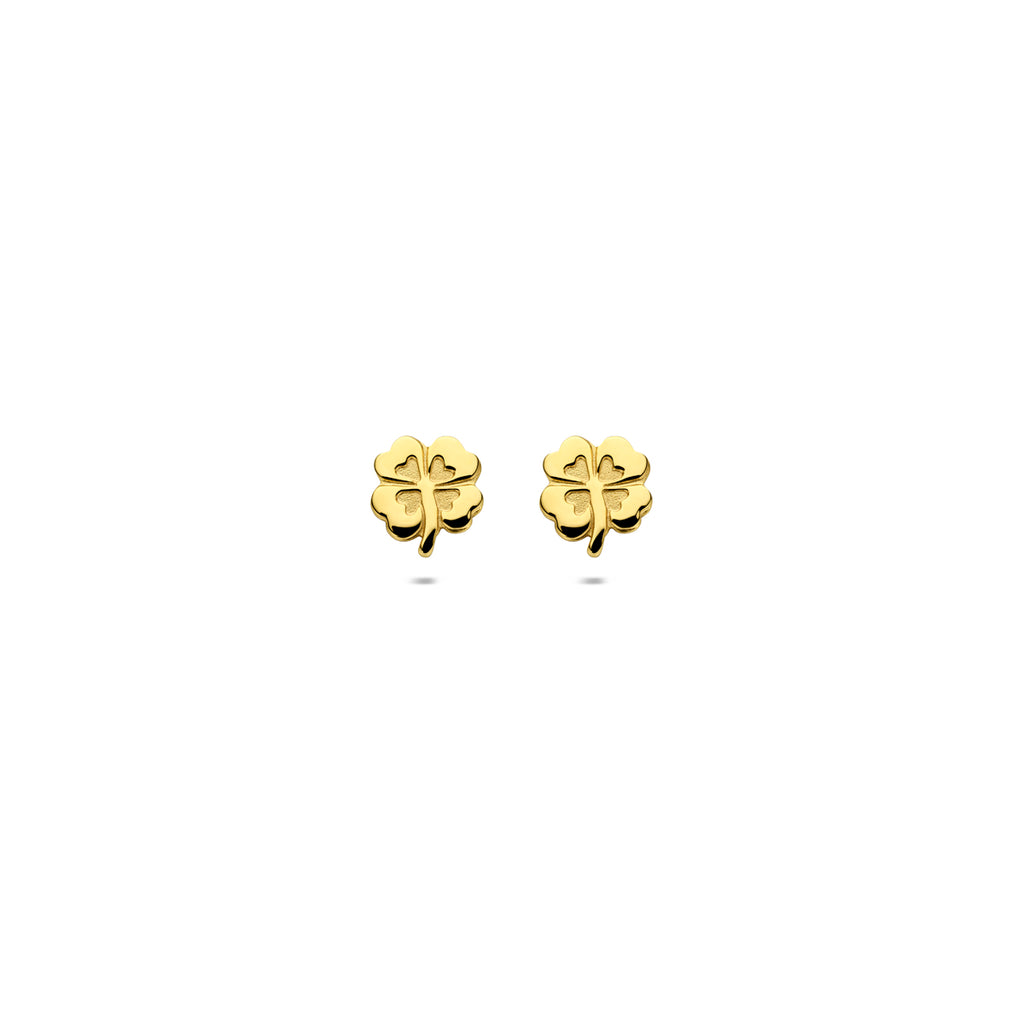 Ohrstecker Kleeblatt poliert/matt 585 Gelbgold