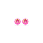 Ohrstecker rosa Emaille und Korund-Zirkonia 1 Mikron Silber vergoldet (gelb)