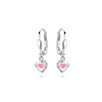 Ohrhänger Emaille Herz Brisurhaken Zirkonia 21 mm rhodiniertes Silber