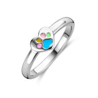 Ring Emaille Herz Hundepfoten Silber rhodiniert