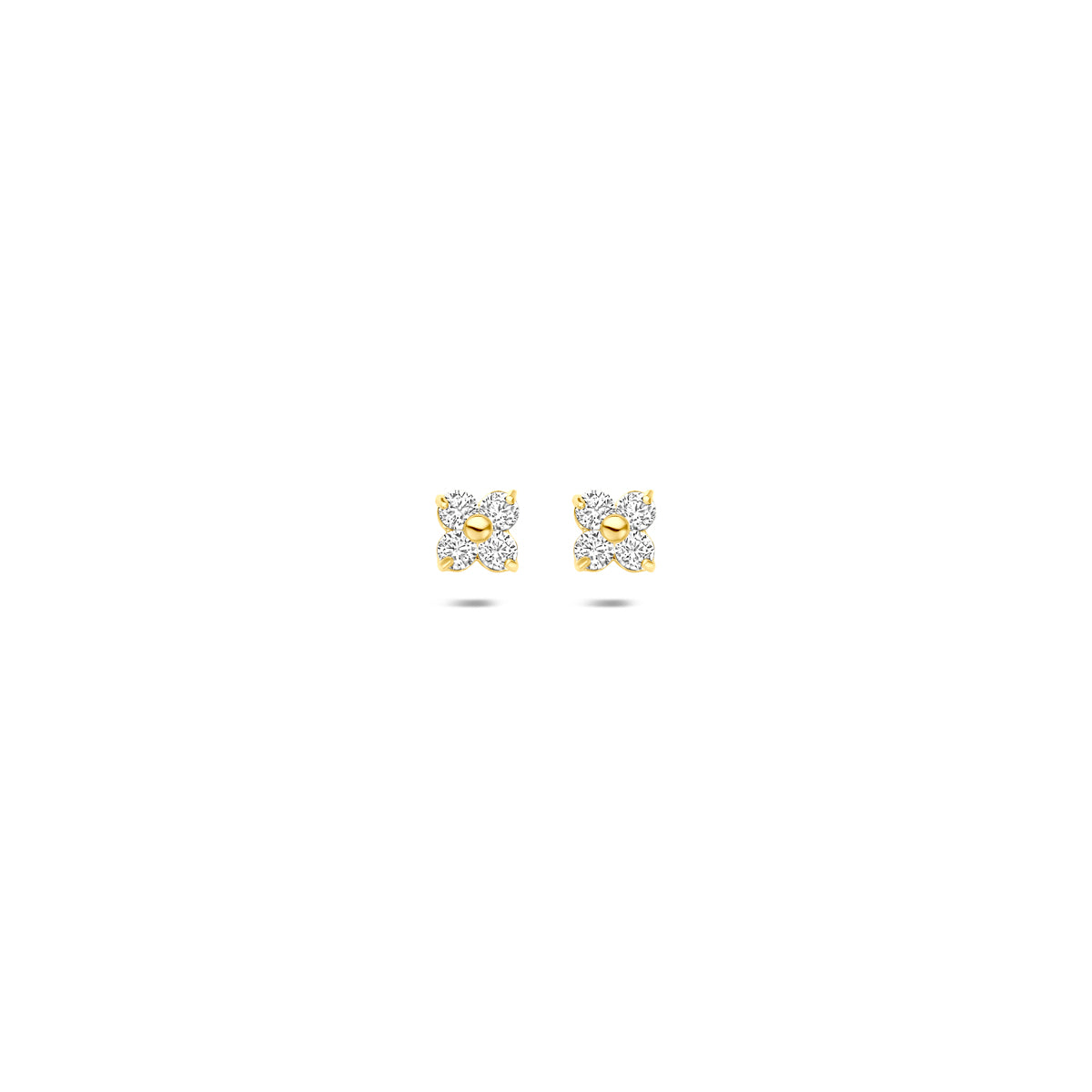 Ohrstecker Blume Zirkonia 3,5 mm 14K Gelbgold