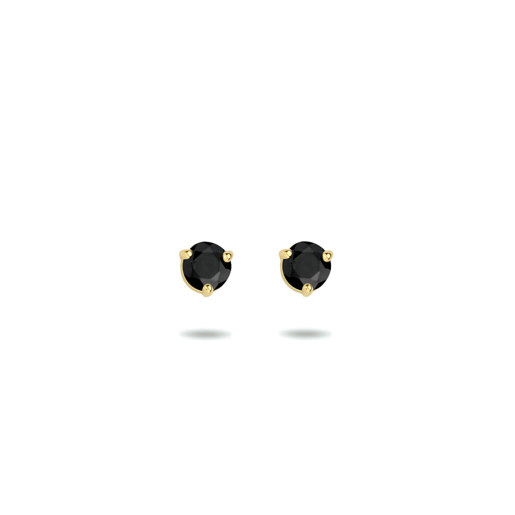 oorknoppen zwart zirkonia 14K geelgoud