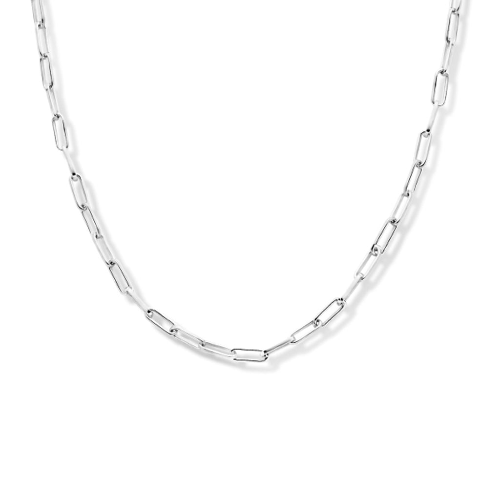collier paperclip vierkante buis 2,3 mm 41 + 4 cm zilver gerhodineerd