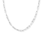 collier paperclip vierkante buis 2,3 mm 41 + 4 cm zilver gerhodineerd