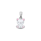 Anhänger Emaille Katze 16 mm rhodiniert Silber