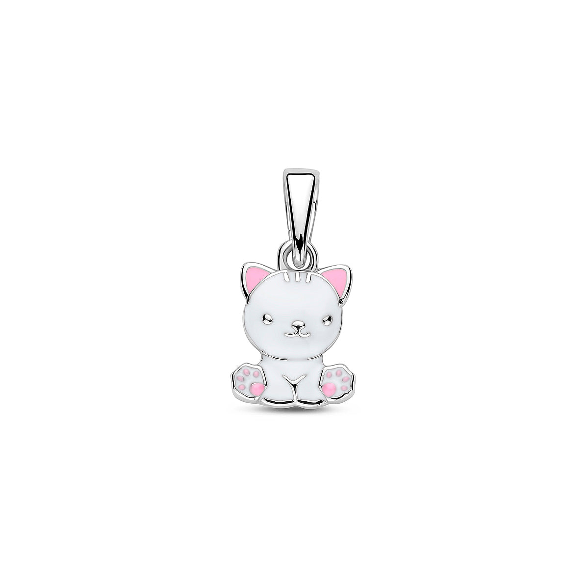 Anhänger Emaille Katze 16 mm rhodiniert Silber