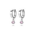 Klappohrringe Zirkonia 13 mm rhodiniertes Silber