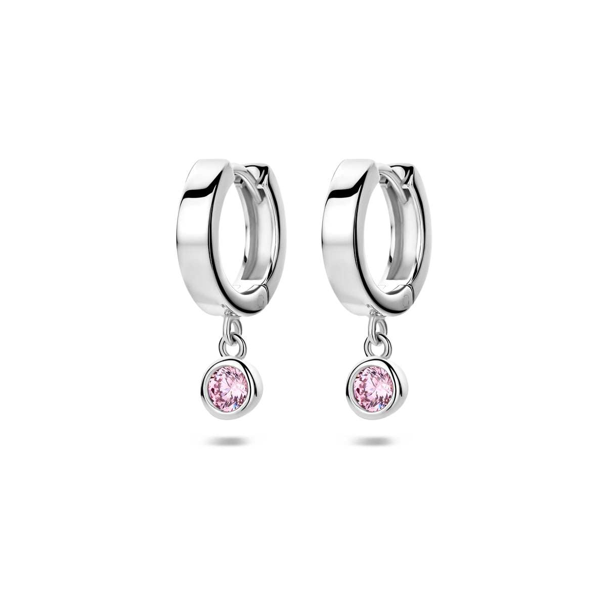 Klappohrringe Zirkonia 13 mm rhodiniertes Silber