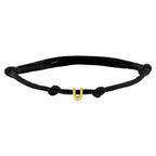 Armband Satin schwarz Buchstabe 13 - 26 cm 14K Gold mit Gummi/Nylon/Leder