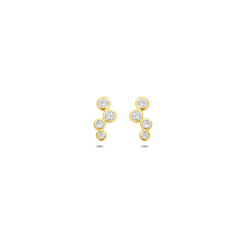 Ohrstecker Zirkonia 9,5 mm 14K Gelbgold