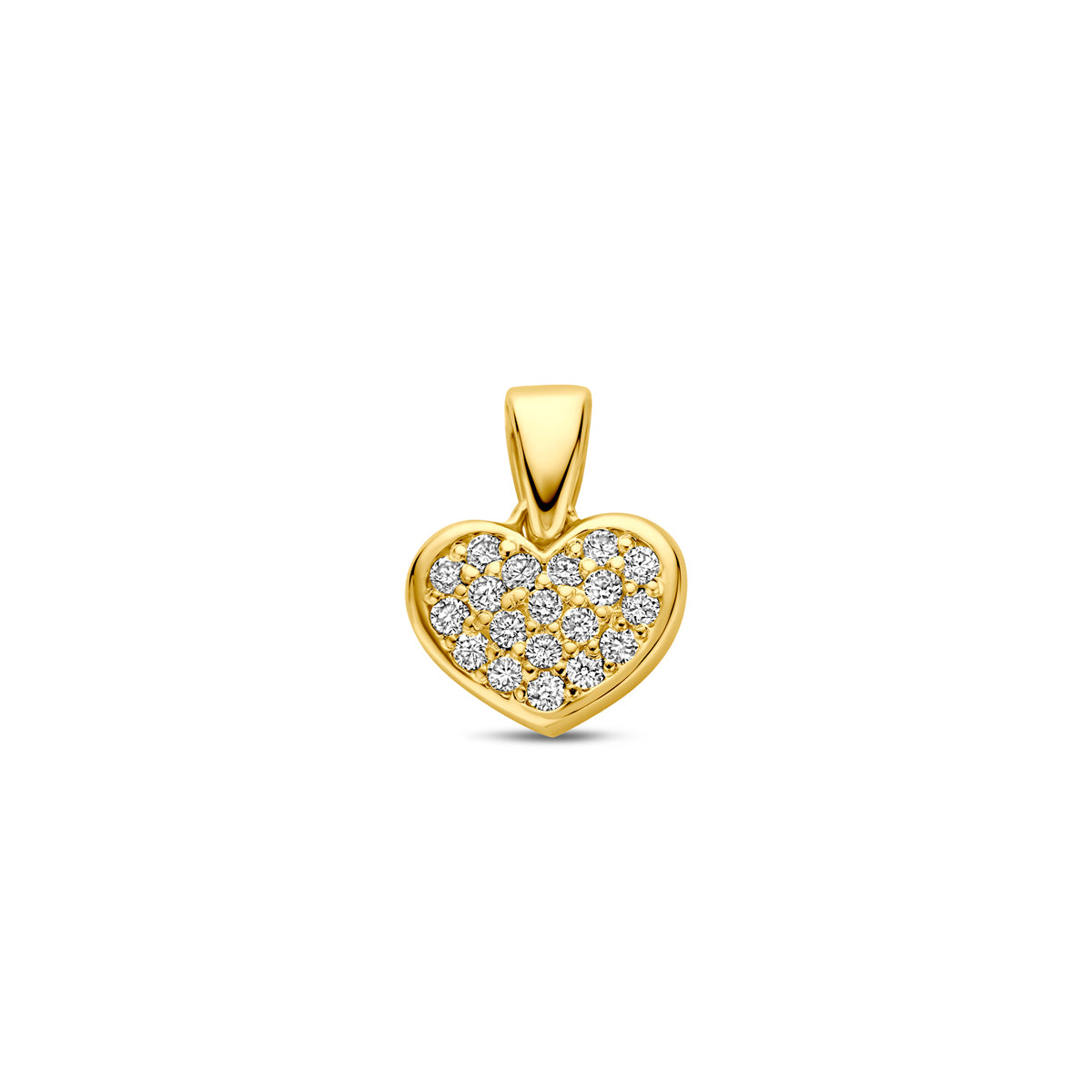 hanger hartje lab grown diamant 0.19ct f vs 7,5 mm 14K geelgoud
