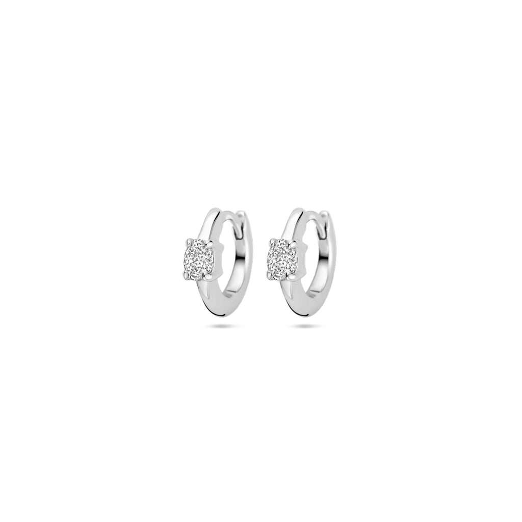 klapoorringen zirkonia 10 mm zilver gerhodineerd