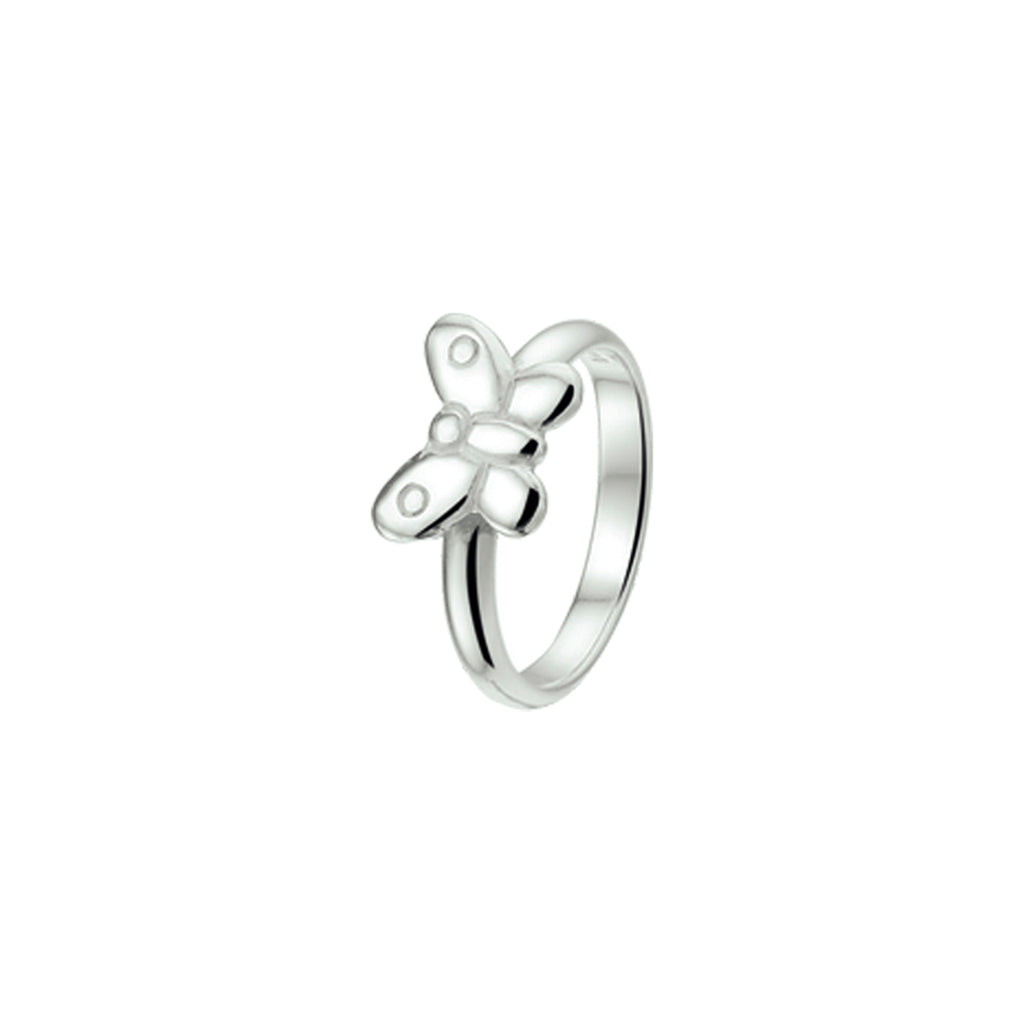 ring vlinder zilver wit
