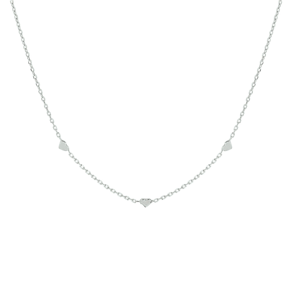 Halskette Herzen 41 + 4 cm Silber rhodiniert