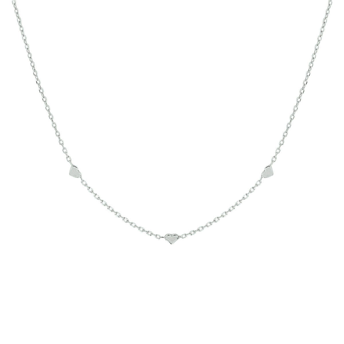 Halskette Herzen 41 + 4 cm Silber rhodiniert