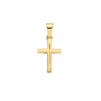 Anhänger Kreuz matt diamantiert 20 mm 14K Gelbgold