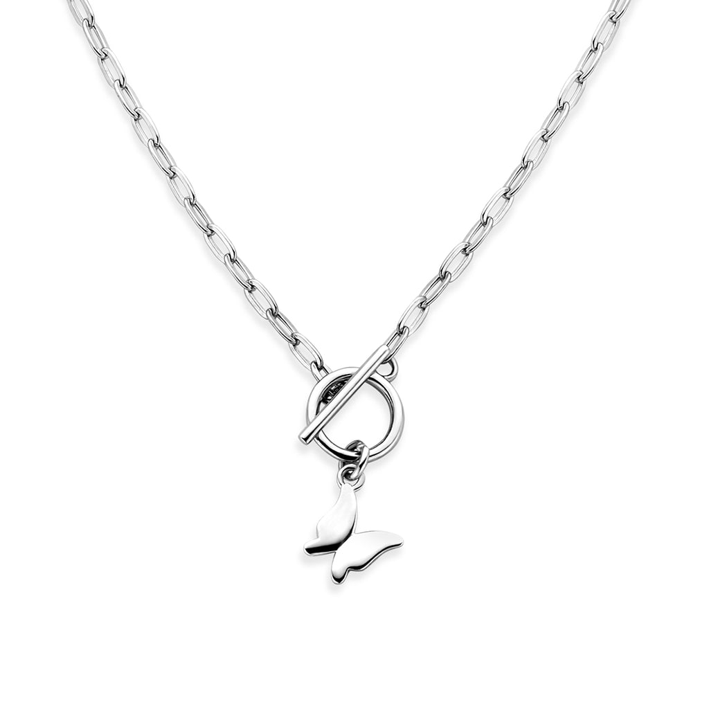 collier vlinder kapittelslot 42 cm zilver gerhodineerd