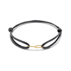Armband Satin Schwarz 13 - 26 cm 14K Gold mit Gummi/Nylon/Leder