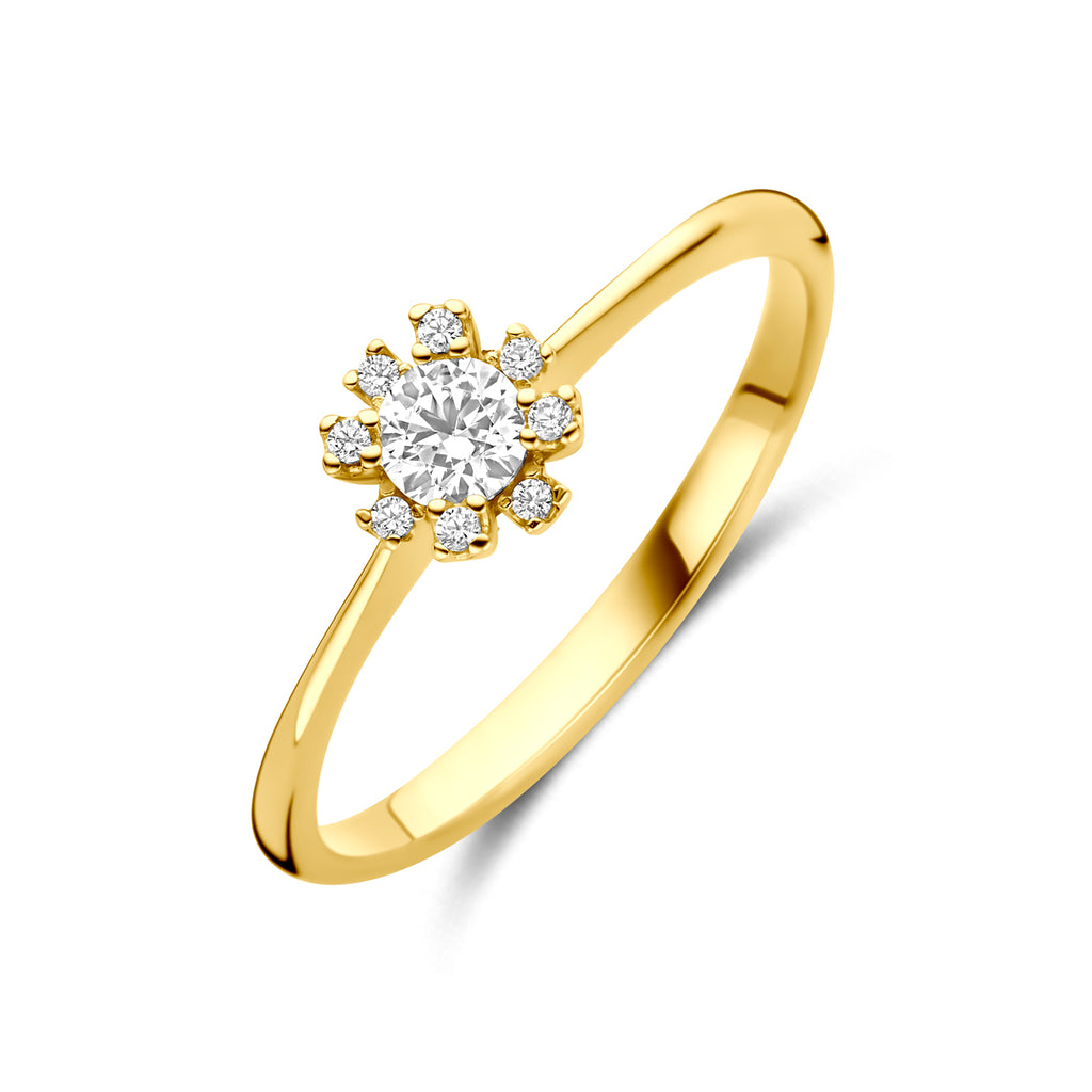 Ring Rosette Zirkonia 14K Gelbgold