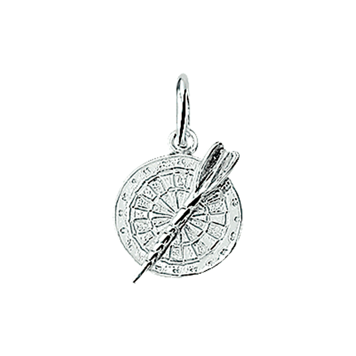 hanger dartbord en pijl zilver wit