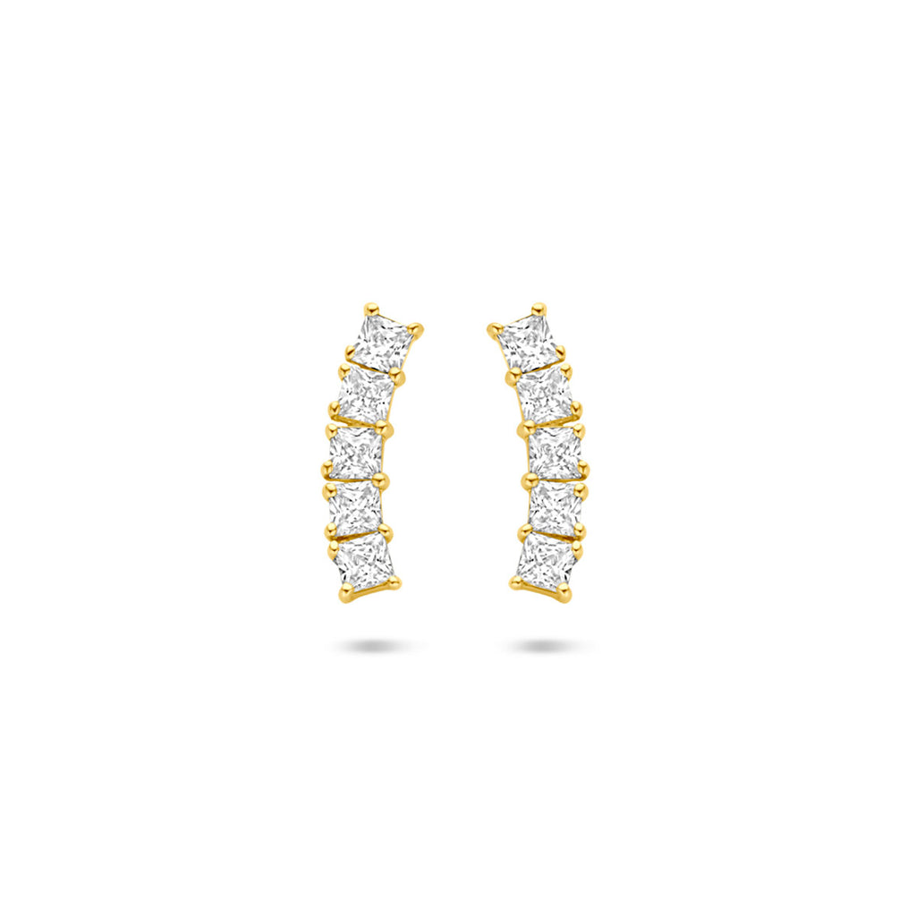 oorknoppen zirkonia 12 mm 14K geelgoud