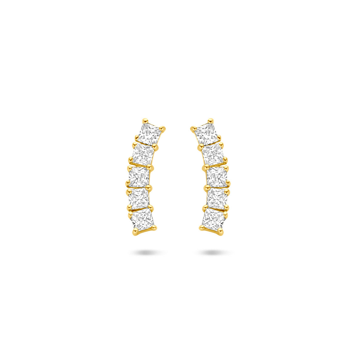 oorknoppen zirkonia 12 mm 14K geelgoud