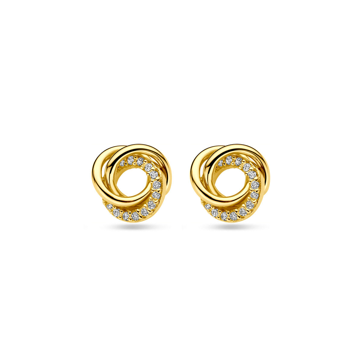 oorknoppen zirkonia 9 mm 14K geelgoud