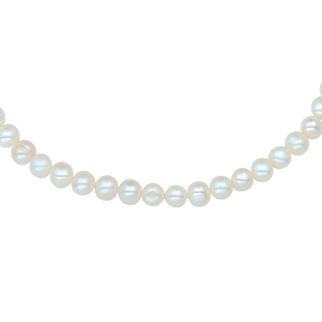 Halskette Perle 7,5 mm 42 + 4 cm Silber rhodiniert