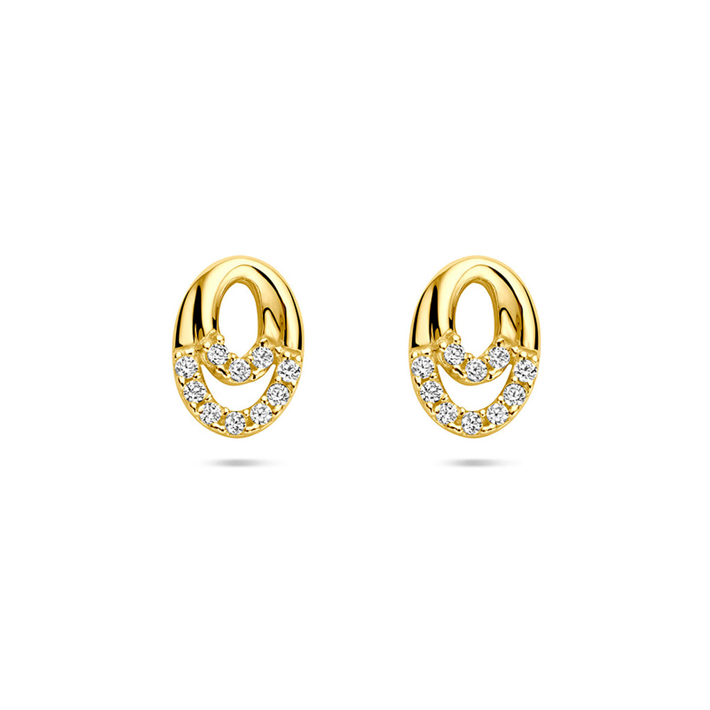 Ohrstecker Zirkonia 8 mm 14K Gelbgold